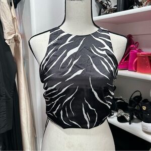 NWOT ZARA Zebra Satin Crop Top Size S
